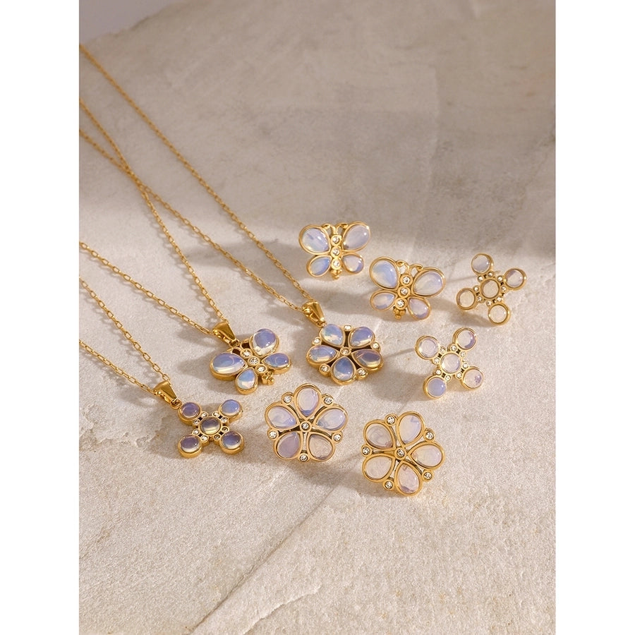 Jewelry Simple Style Classic Style Flower 304 Stainless Steel Jewelry Set