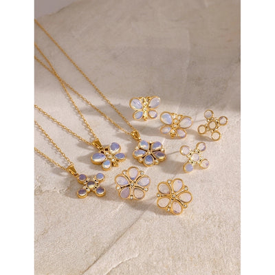 Jewelry Simple Style Classic Style Flower 304 Stainless Steel Jewelry Set