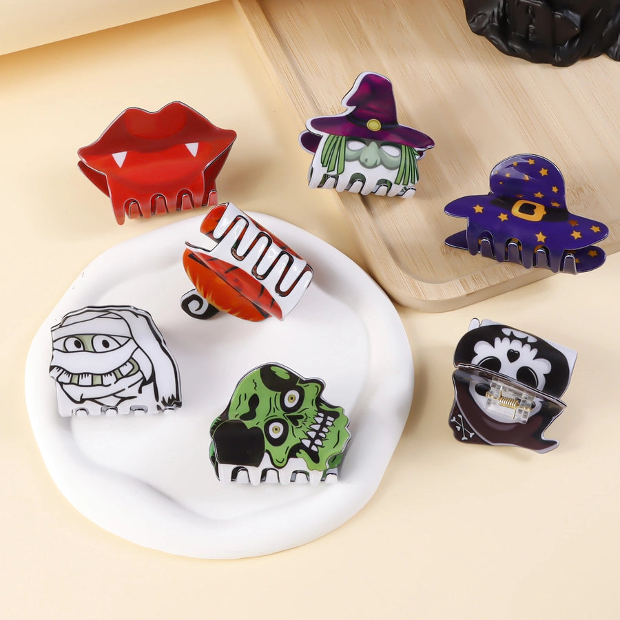 Halloween Hip-Hop Funny Women's Cat Spider Skull PVC Hair Claws