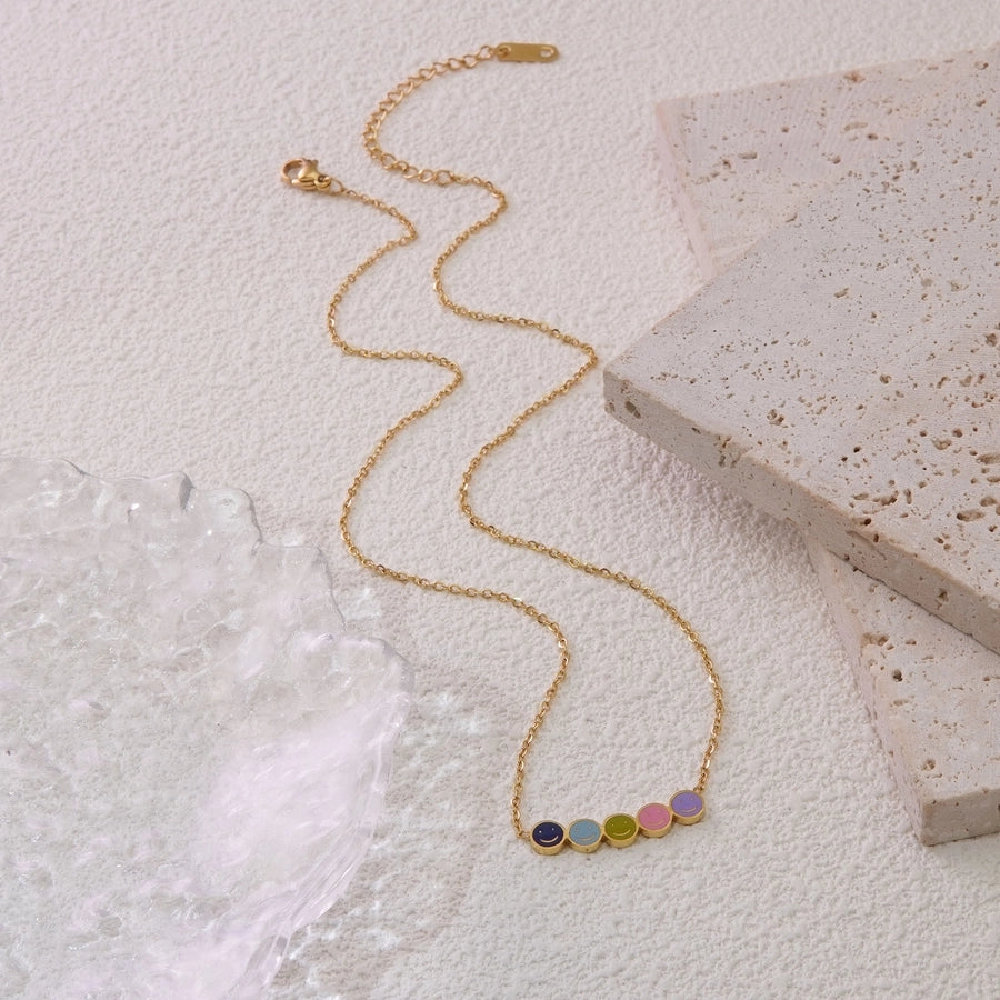 Jewelry Sweet Simple Style Classic Style Smile Face Round Face 304 Stainless Steel 18K Gold Plated Plating Bracelets Necklace Jewelry Set