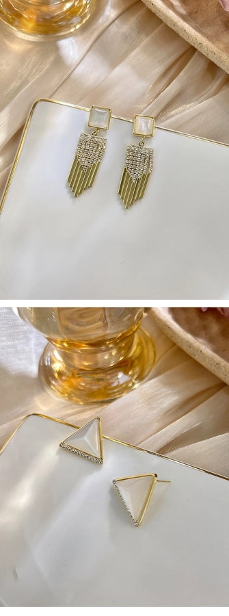 Shake the sound hot with the recommend 100 925 silver pin earrings earrings classic geometric long tassel earrings