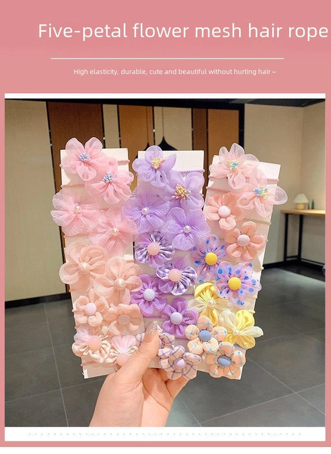 Children's Cute Flower Rubber Band Hair Band Set Baby Do Not Hurt Hair Elastic Good Girls Baby Hair Rope Hair Accessories Women