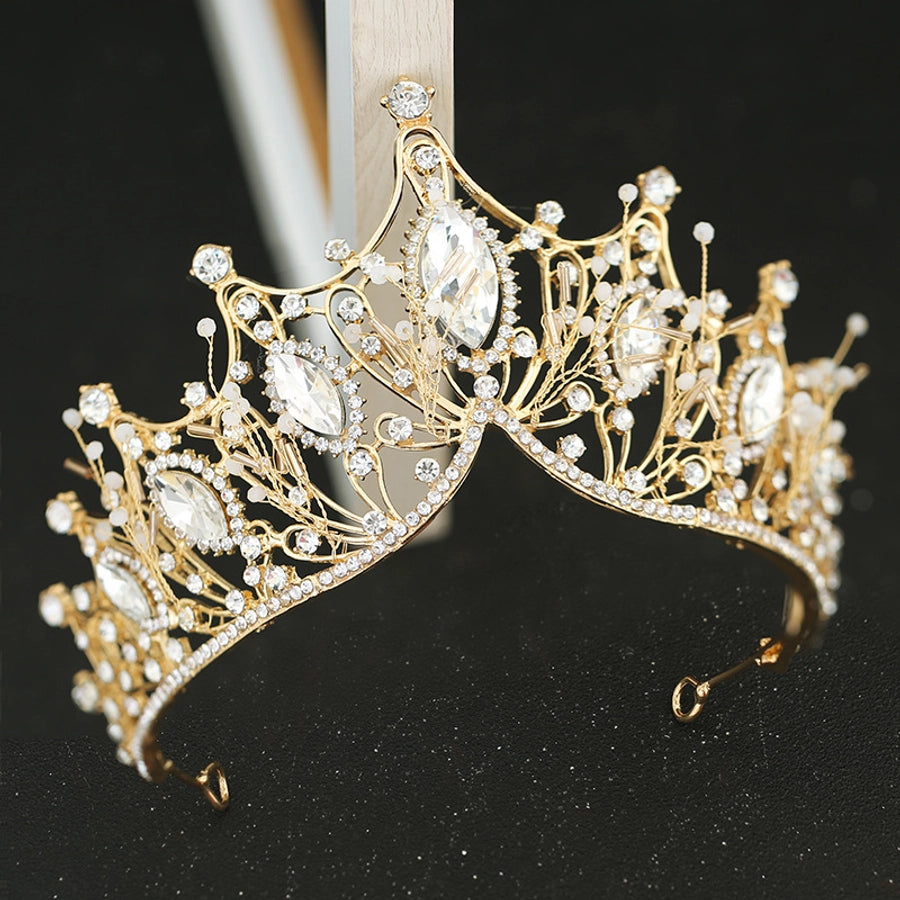 korean style rhinestone crown earrings set wedding hair accessories