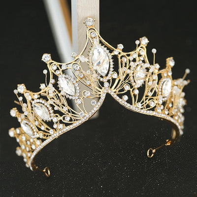 korean style rhinestone crown earrings set wedding hair accessories