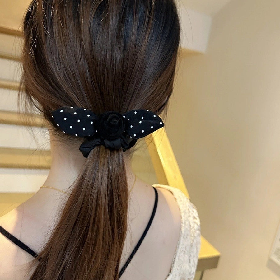 Women's Classic Style Polka Dots Bow Knot Cloth Flannel Printing Hair Tie