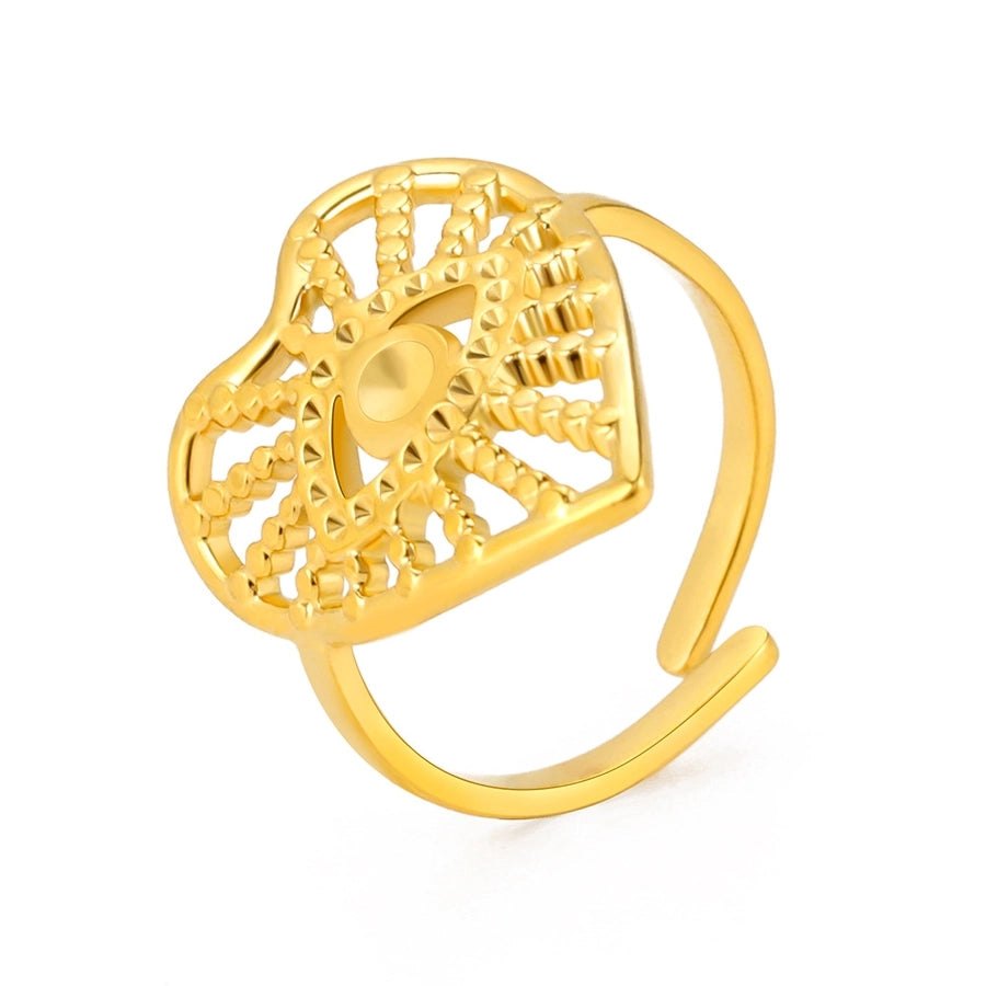 Jewelry Simple Style Heart Shape Eye 304 Stainless Steel 14K Gold Plated Hollow Out Open Rings