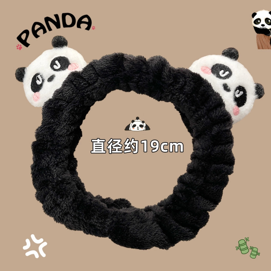 Panda Plush Face Wash Hair Bands Autumn and Winter Hair Band Hair Fixer Non-Slip Headband Female 2024 New Hair Pin Hairware