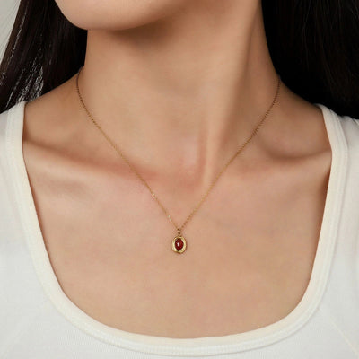 Jewelry Vintage Style Geometric Titanium Steel Natural Stone 14K Gold Plated Plating Pendant Necklace