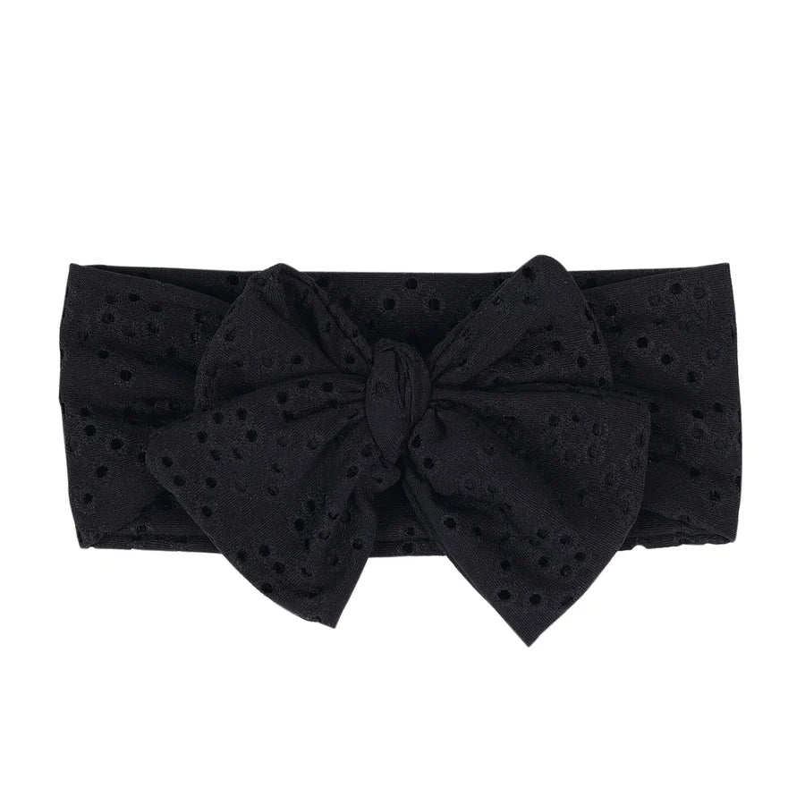 pastoral polka dots cloth bowknot hollow out hair band