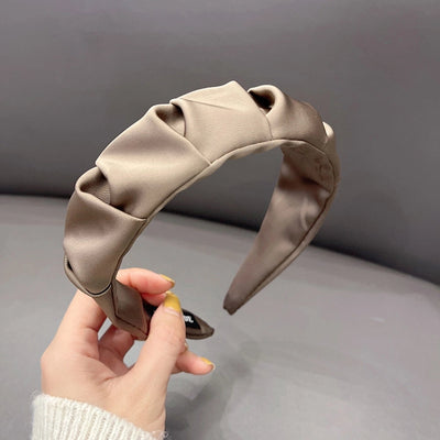Women's Simple Style Solid Color Cloth Pleated Hair Band