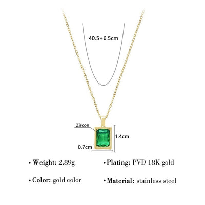 Jewelry Elegant Lady Streetwear Geometric Square Titanium Steel Zircon Plating Inlay Pendant Necklace