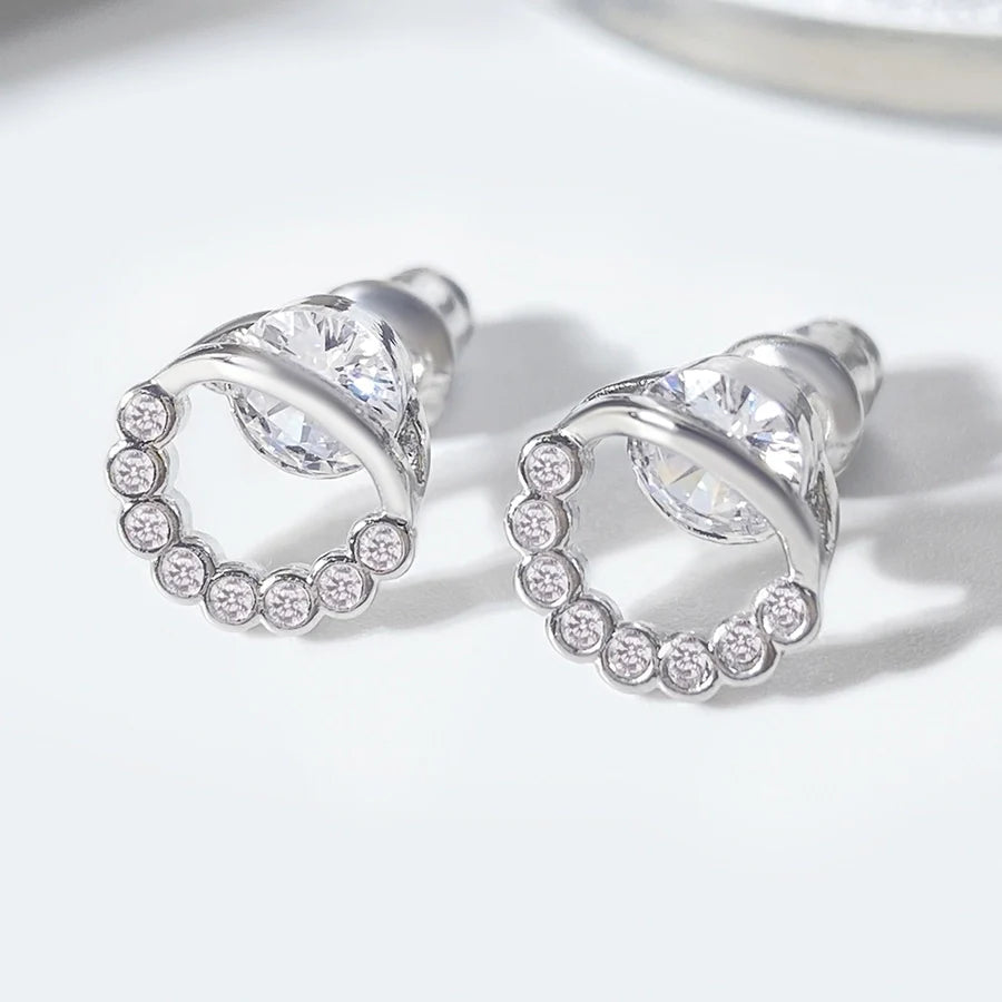 1 Pair Retro Geometric Plating Inlay Copper Zircon Zircon Ear Studs