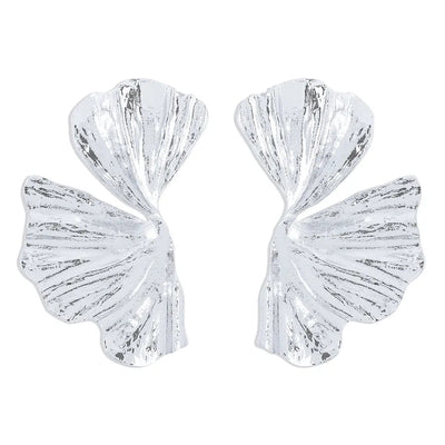 1 pair vintage style exaggerated streetwear ginkgo leaf plating metal alloy ear studs