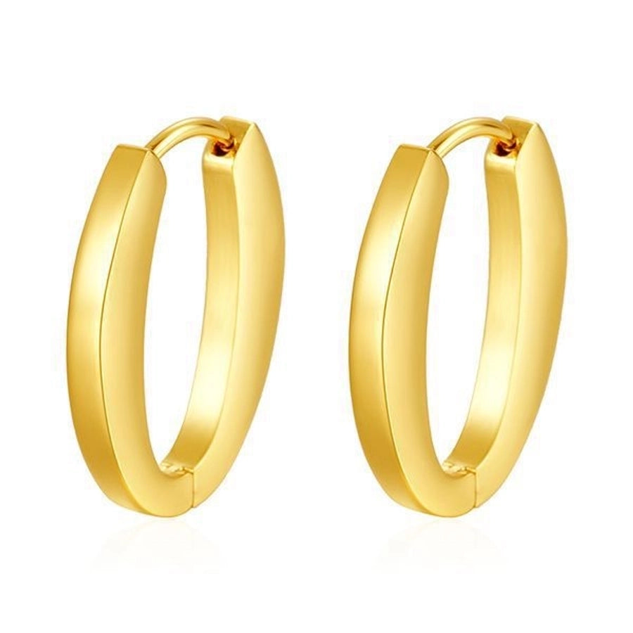 1 Pair Retro Simple Style Solid Color Plating 304 Stainless Steel 18K Gold Plated Earrings