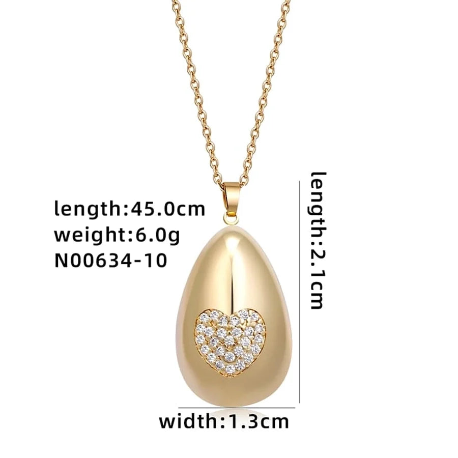 Jewelry Cute Simple Style Star Heart Shape Lines 304 Stainless Steel Copper Zircon K Gold Plated Rhodium Plated Plating Inlay Pendant Necklace