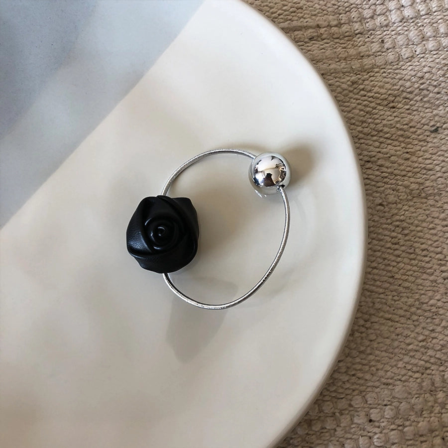 Women's Sweet Flower Pu Leather Hair Clip Hair Tie