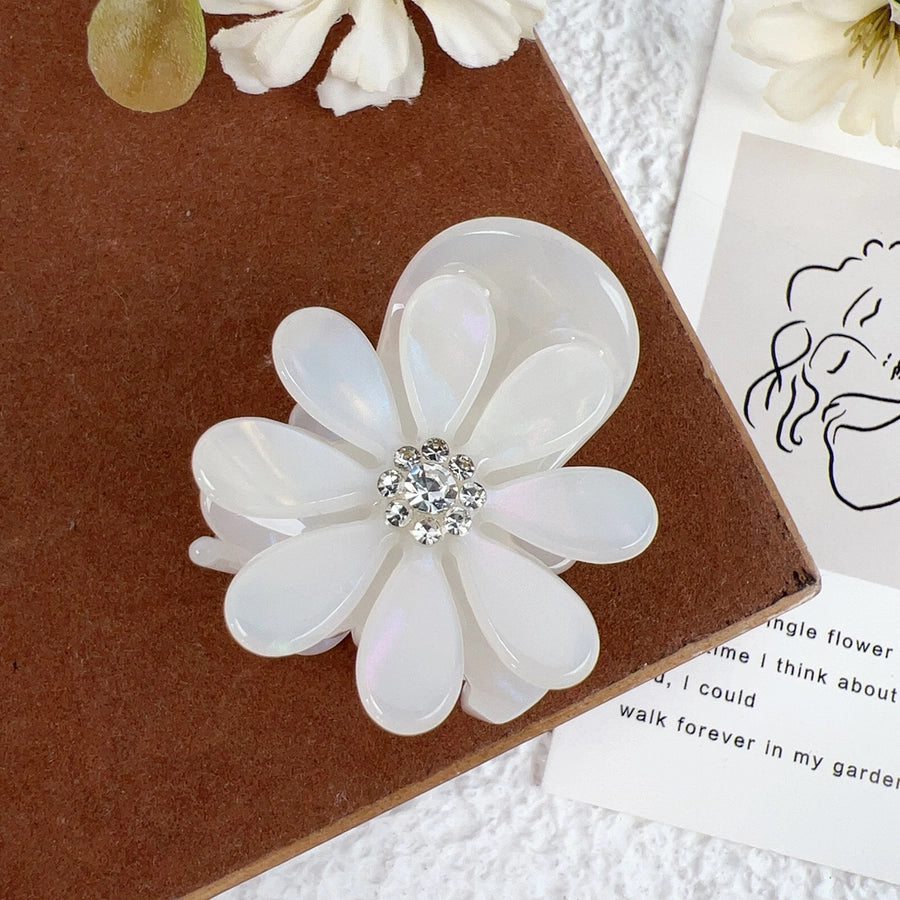 Women's Sweet Flower Acetic acid sheets Inlay Rhinestones Hair Claws