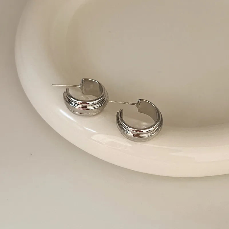 1 Pair Streetwear Geometric Heart Shape Plating Alloy Earrings