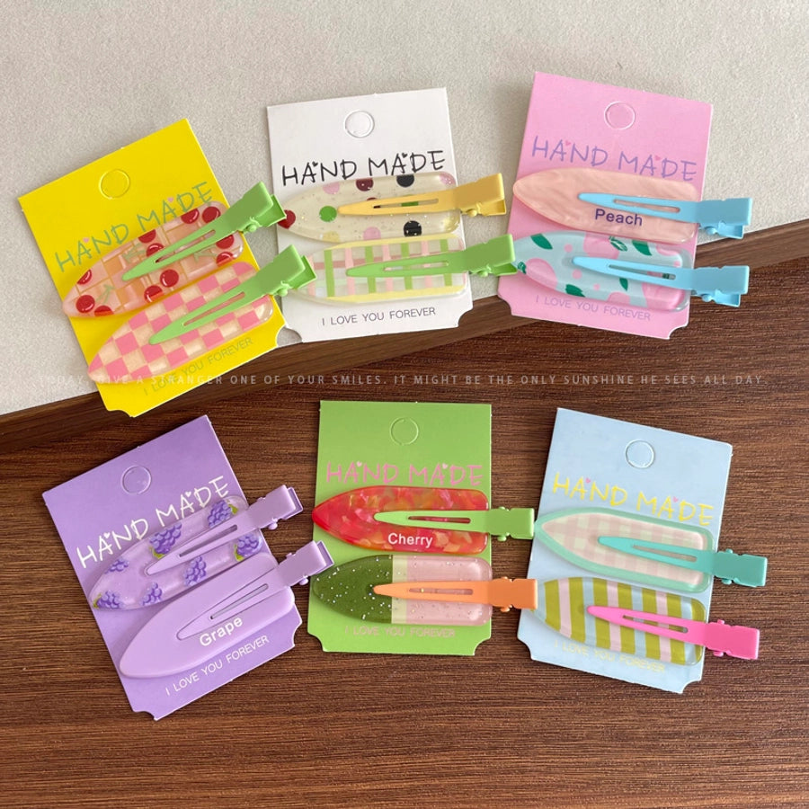 Women's IG Style Cute Stripe Fruit Solid Color Plastic Resin Hair Clip