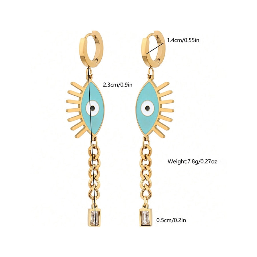 1 Pair Casual Funny Devil's Eye Plating 304 Stainless Steel 14K Gold Plated Drop Earrings