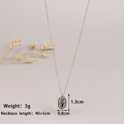 Jewelry Simple Style Flower 304 Stainless Steel Rhinestones 18K Gold Plated Plating Pendant Necklace