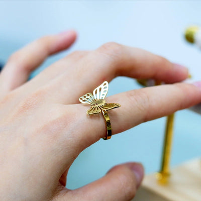 Jewelry Classic Style Commute Butterfly 304 Stainless Steel 18K Gold Plated Hollow Out Jewelry Set