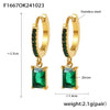 1 Pair Elegant Vacation Rectangle Inlay 304 Stainless Steel Zircon 18K Gold Plated Drop Earrings
