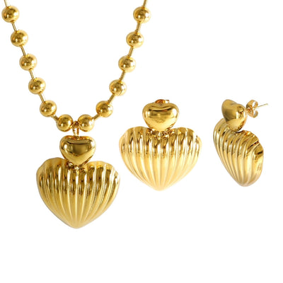 Jewelry Elegant Heart Shape Titanium Steel Jewelry Set