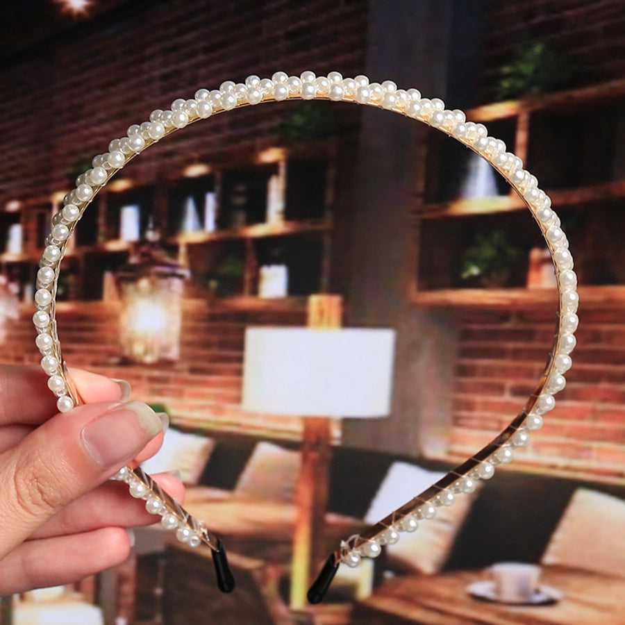 women's fashion waves alloy inlay artificial pearls headwear