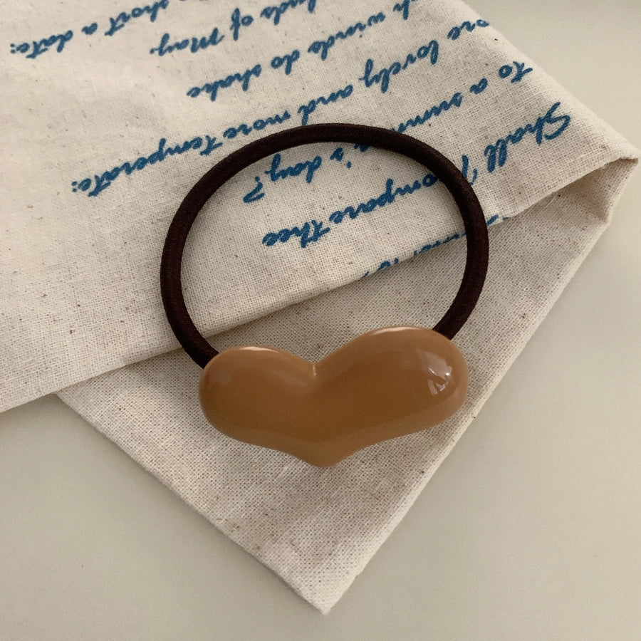 Women's Cute Simple Style Heart Shape Resin Hair Tie