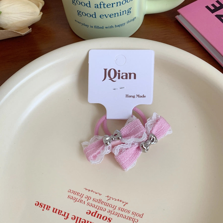 Women's Sweet Bow Knot Cloth Inlay Rhinestones Hair Clip Hair Tie