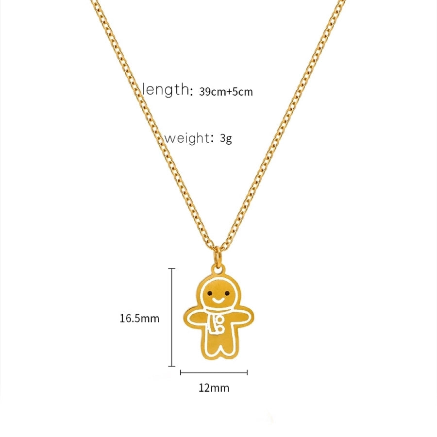 Jewelry Cute Christmas Hat Christmas Tree Christmas Socks Titanium Steel 18K Gold Plated Plating Pendant Necklace