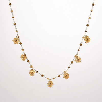 Jewelry Modern Style Round Flower 304 Stainless Steel 14K Gold Plated Beaded Enamel Plating Pendant Necklace