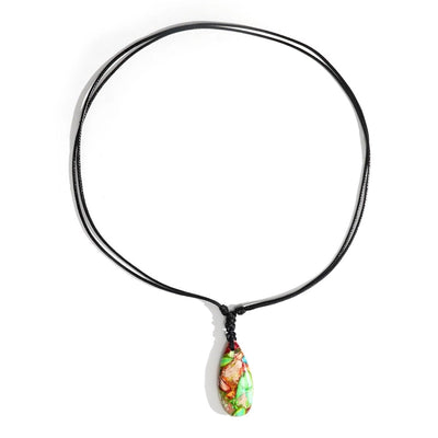 Bohemian Water Droplets Semi-precious stone rope Pendant Necklace In Bulk