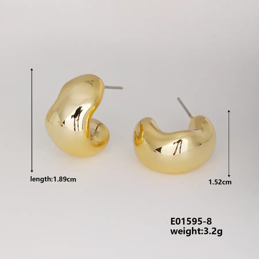 1 Pair Basic Classic Style Geometric Star Heart Shape Irregular CCB K Gold Plated Stud Earrings