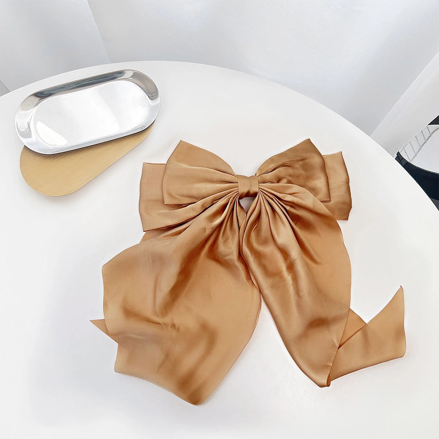 retro simple style solid color bow knot cloth hair clip