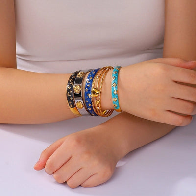 IG Style Flower 304 Stainless Steel Zircon Bangle In Bulk