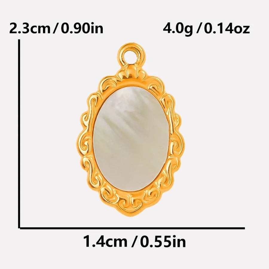 Jewelry Vintage Style Classic Style Oval 304 Stainless Steel Shell Abalone Shell 18K Gold Plated Irregular Plating Pendant Necklace
