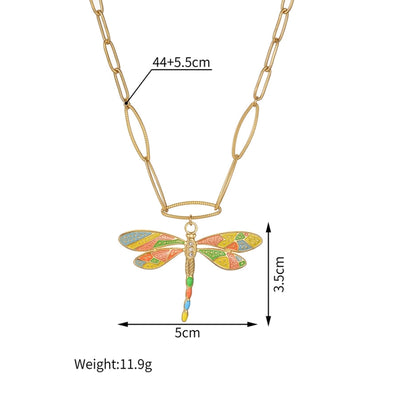 Jewelry Casual Sweet Flower Butterfly 304 Stainless Steel Artificial Pearls Beaded Enamel Inlay Pendant Necklace