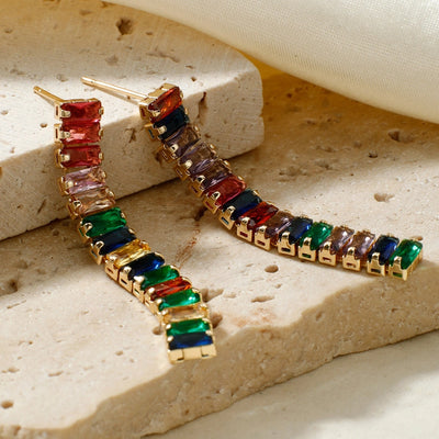 1 Pair Elegant Artistic Streetwear Tassel Asymmetrical Copper Glass K Gold Plated Rhodium Plated Ear Studs