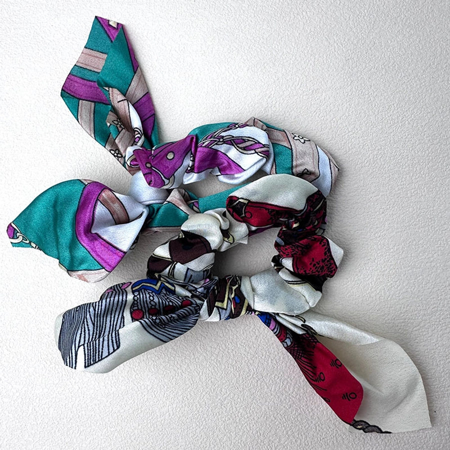 Women's Lady Modern Style Bunny Ears Bow Knot Cloth Hair Tie