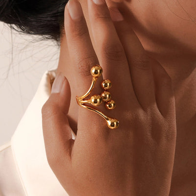Jewelry IG Style Solid Color 304 Stainless Steel 18K Gold Plated Rings