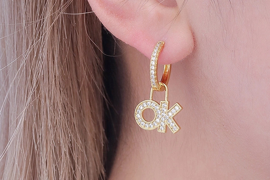 1 Pair Simple Style Letter Plating Copper Drop Earrings