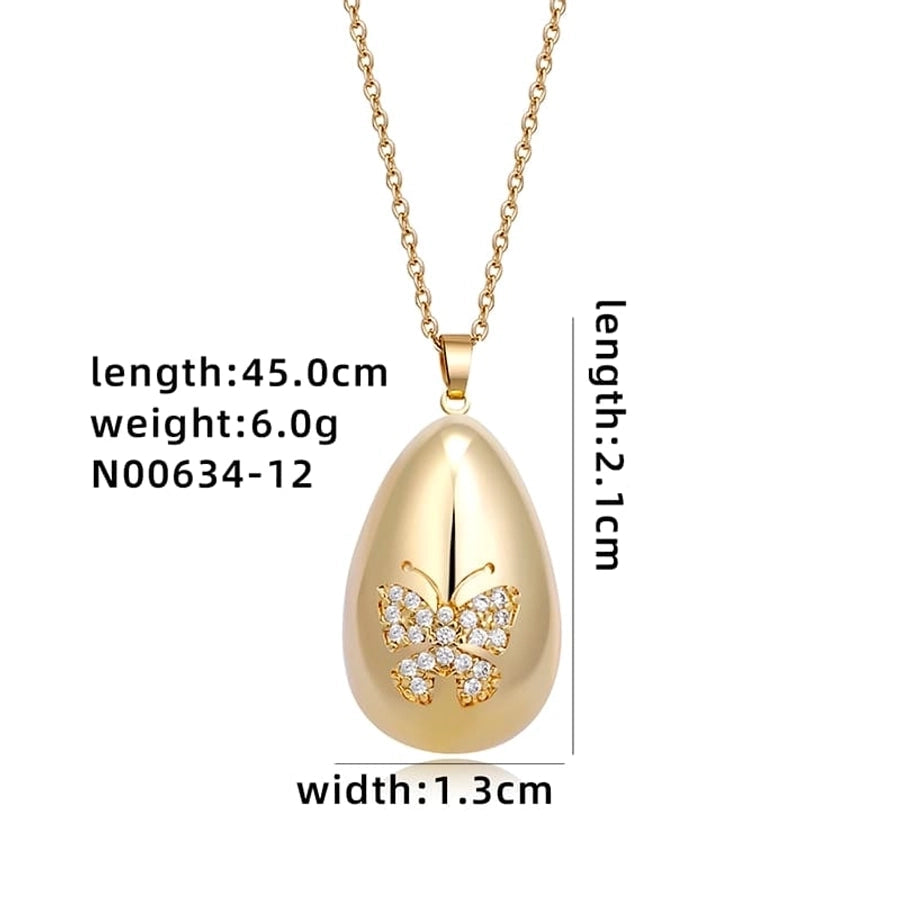 Jewelry Cute Simple Style Star Heart Shape Lines 304 Stainless Steel Copper Zircon K Gold Plated Rhodium Plated Plating Inlay Pendant Necklace