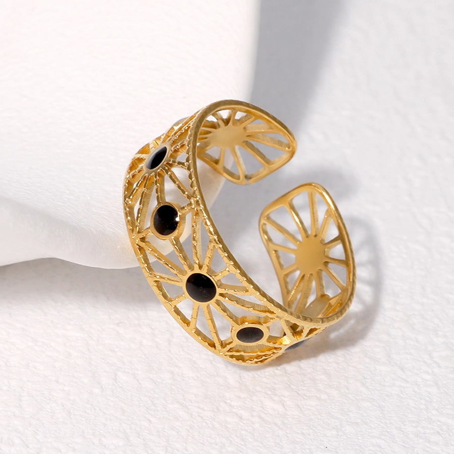 Jewelry Glam Retro French Style Geometric 304 Stainless Steel 18K Gold Plated Enamel Stainless Steel Rings