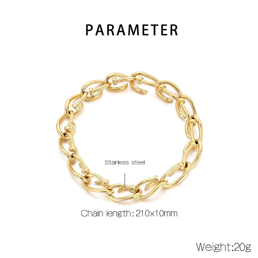 Vintage Style Geometric 304 Stainless Steel 18K Gold Plated Bracelets In Bulk