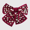 fashion bow knot alloy corduroy inlay artificial pearls rhinestones hair clip 1 piece
