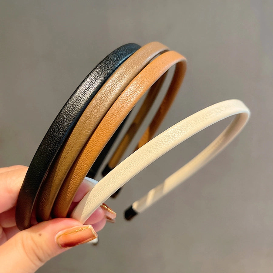 korean solid color leather hair band