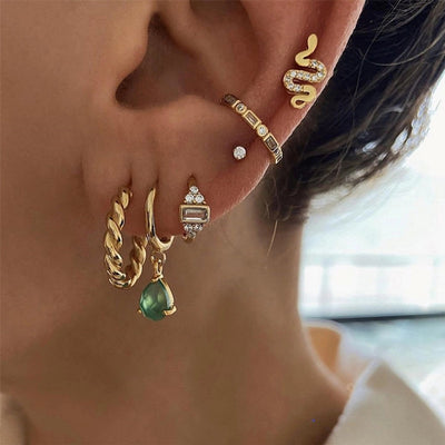 1 Pair Casual Simple Style Snake Copper Zircon 24K Gold Plated Ear Studs