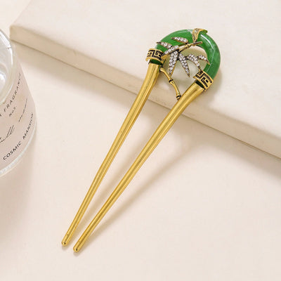 women's chinoiserie elegant u shape bamboo alloy inlay rhinestones hairpin